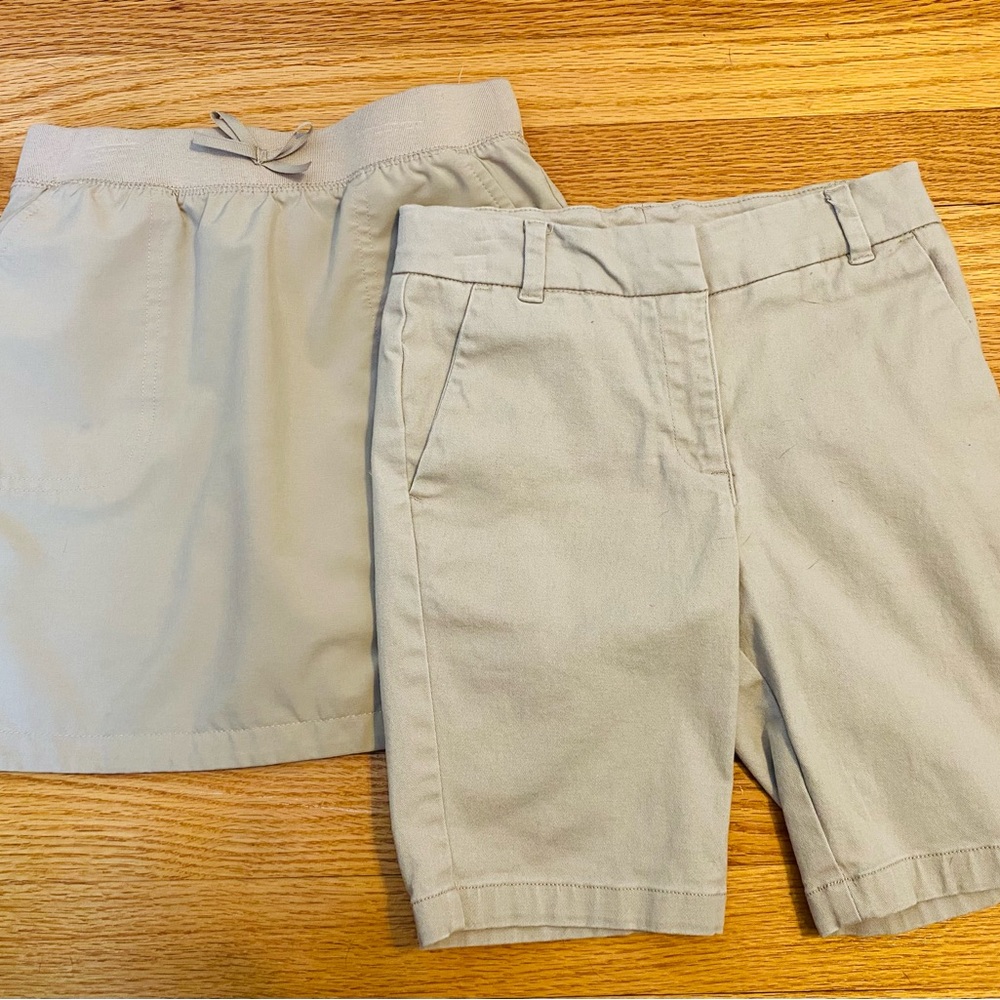 Girls School Uniform Khaki Shorts and Skirt Size 7 Izod and Children’s Place